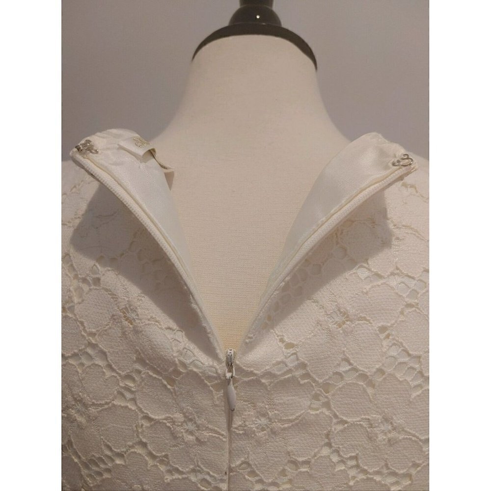 Shoshanna Mini Cocktail Dress Cream and Black Lace Sleeveless Fit Flare Size 4 - Picture 4 of 6